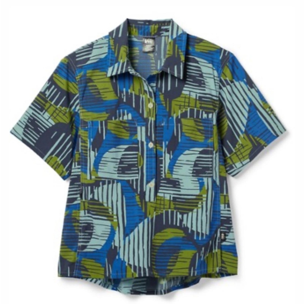 REI CO-OP Trailmade Blue and Green Patterned Shirt